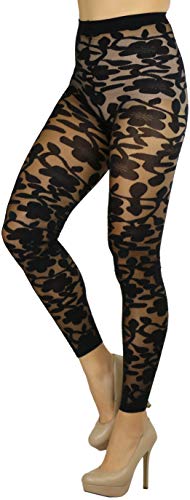 Image of ToBeInStyle Women's Sheer Floral Lace Full Length Leggings