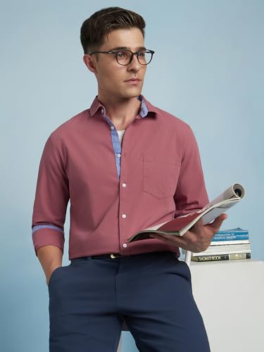 Image of Dennis Lingo Men Cotton Solid Slim Fit Casual Shirts