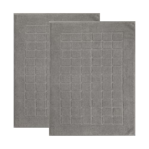 Superior 100% Cotton Bathmat Set, Bath Mats, Bathroom Decor, Shower, Bathtub Essentials, Home Accessories, Small Washable Rug, No Backing, Heavyweight, Nora Collection, Set of 2, 22" x 35", Charcoal