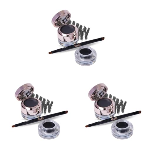 Image of Glam21 2-in-1 Eyebrow Powder & Gel Eyeliner | Intense Black Color | Quick Drying & Lasts 24 hrs | Smudge & Water Proof |Quick-Dry | Dual-Ended Brush | Inbuilt Mirror for Touch-up |4gm (Pack of 3)