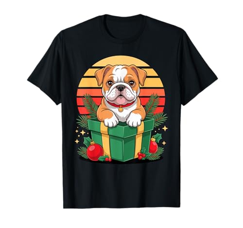 Retro Christmas English Bulldog X-Mas Ornaments T-Shirt