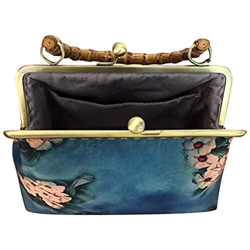 Sac en tissu jacquard Healvian avec poignée bambou style traditionnel