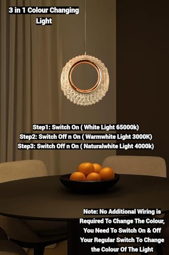 Image of FILLISKA 3 in1 Colour Changing LED Luxurious Hanging /Pendant Light (FrenchGold-MX52)