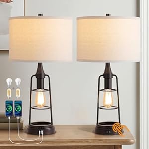 Farmhouse Dual USB Charging Ports 3-Way Dimmable Touch Control Table Lamp with Nightlight Black Bedside Lamps Lamps for Living Room Bedroom Farmhouse Dual USB Charging Ports 3 Way Dimmable Touch Control Table Lamp with Nightlight Black Bedside Lamps Lamps for Living Room Bedroom