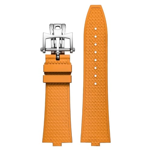 Bracelet montre Vc bouche convexe 7mm en caoutchouc orange pour Overseas 5500 V