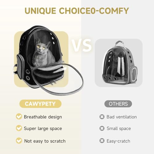 Image of Cat Backpack Carrier, Breathable Cat Carrier Large Space Bubble Pet Backpack for Kitty Small Dog up to 15lbs, Transparent & Foldable Pet Carrier for Travel Hiking (Black)
