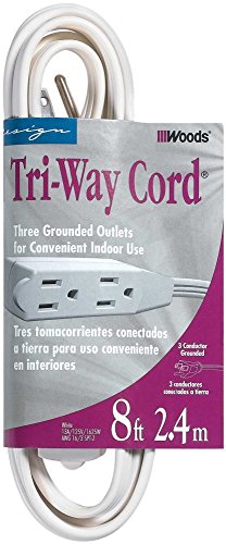 Woods 0609 609 SPT-2 Cube Tap Extension Cord; 16/3; 8 Ft; 8 Foot; White