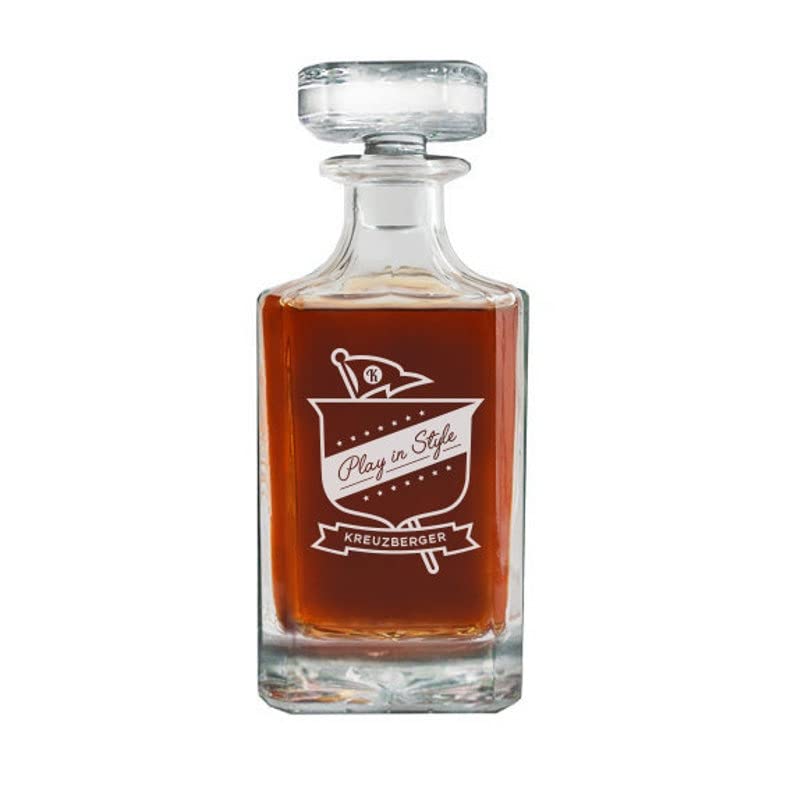 Personalized Whiskey Decanter Set, Golf Gift, Engraved Decanter Set, Whiskey Glasses, Gifts for Husband, Men, Dad, Golf Whiskey Gift, 4 Design Options 26 oz. (750ml)