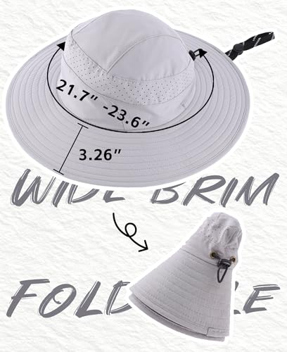 Image of Connectyle UPF 50+ Wide Brim Sun Hat for Men Women UV Protection Bucket Hats Outdoor Breathable Safari Hat for Fishing Hiking