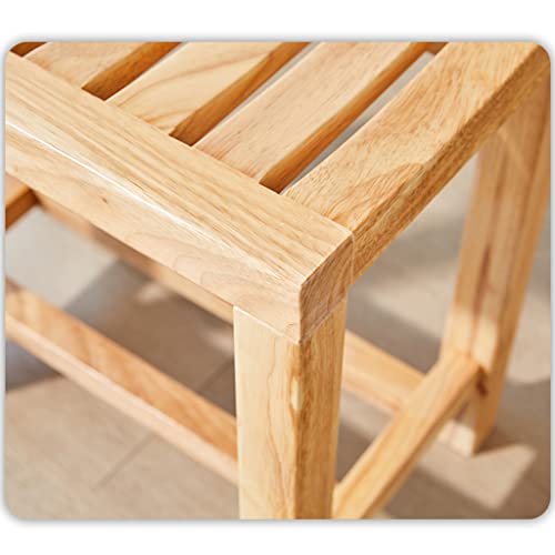 Taburete de ducha de madera con base antideslizante e impermeable de 42x28x33 cm 6