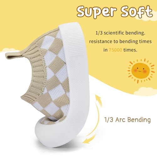 Image of BACSAC Baby Toddler Unisex Infant Shoes Boys Girls Beige Mesh Breathable Non-Slip Soles 6-36 Months