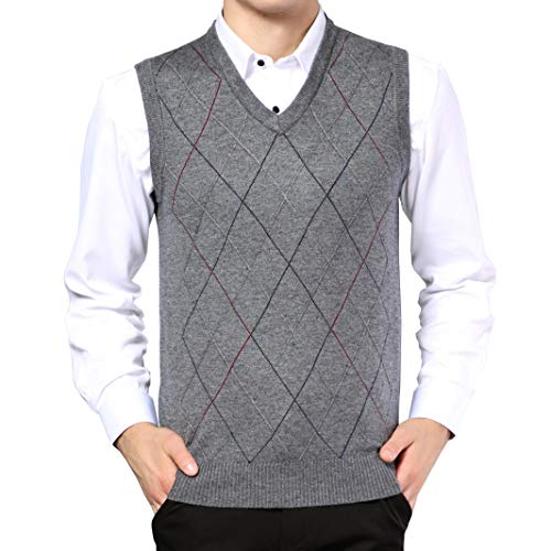 Biutimarden Gilet da Uomo Inverno Strisce V-Collo