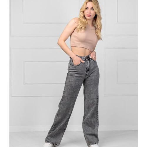 Image of Glossia Denim Baggy Jeans for Women | Stretchable High Waist Straight Fit Jeans for Women | High Rise Stretch Denim | Loose Fit Plus Size Denim (Sizes - 24 to 44) WJ71-1205-$