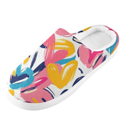 JUNZAN Valentines Hearts Women Home Cotton Slippers Comfy Memory Foam Mens Slippers for Spa Funny Presents 6-7 5