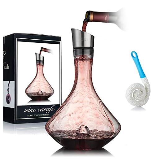 Dekanter Weinkaraffe Set,Karaffe Wein mit Eingebautem Belüfter,Wein Dekantierer, Weindekanter,Wein Geschenk,Edelstahl Ausguss Deckel,Filter,100% Handgeblasenes Bleifreies Kristallgläser.