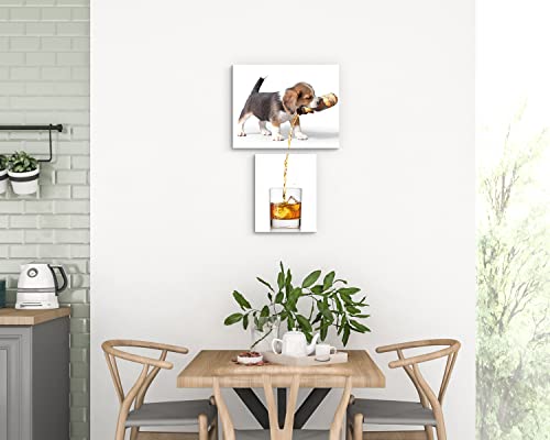 Artinme Wall Decor For Kitchen Beer Glasses Canvas Wall Art Funny Dog Pour Beer Canvas Wall Art For Restaurant Bar Kitchen Dining Room Decorative (Set Of 2,12 X 15 Inch And 8.6 X 11 Inch) #TOP7