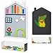 Bolocon Vertical Building Brick Base Plate & Chalkboard, 2-Sided Activity Panel and Blackboard for Kids&Toddlers Playroom, Compatible with All Major Block Brands (House-Shaped Surface w/Storage Box)