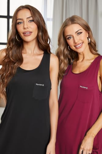 ft FENTENG 3-Pack Nightgowns for Women Tank Sleepwear Soft Sleep Dress Comfy Sleeveless Sleepshirt Ladies Nightdress4