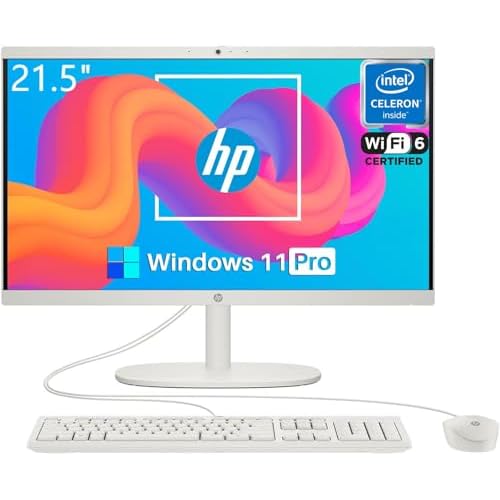 HP All in One Desktop Computer for Home, Intel Celeron J4025, 21.5 inch FHD Anti-Glare, Wi-Fi 6, 16 GB DDR4, 512 GB SSD, Compact All-in-One PC, Wired KB & Mouse, Windows 11 Pro