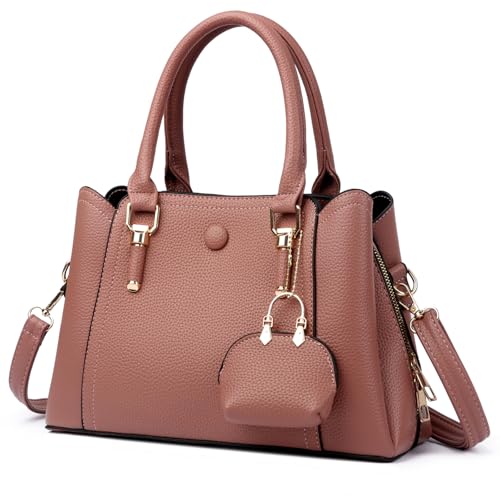 Myhozee Bolso de mano para mujer, tamaño mediano, piel sintética, con asa, bolso cruzado, bolso para mujer, bolso de hombro, bolso de hombro, bolso de mano para mujer con asa, K081-Podore Pink