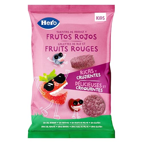 Hero Snack Tortitas de Arroz y Frutos Rojos sin aditivos ni aceite de palma, 40gr, Para Niños Desde 36 Meses