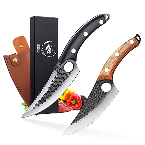 Golden Bird Viking Knife Set Hand Forged Boning Knives With Sheath Ultra Sharp Carbon Steel Butcher Knives For Outdoor Camping, Kitchen And Bbq #TOP15