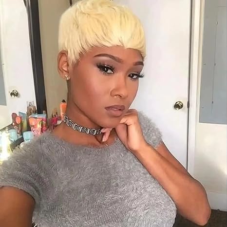 FCHW-wig Short Pixie Cuts Hair Wigs For Black Women Synthetic Straight Ladies Wig African American Women Wigs