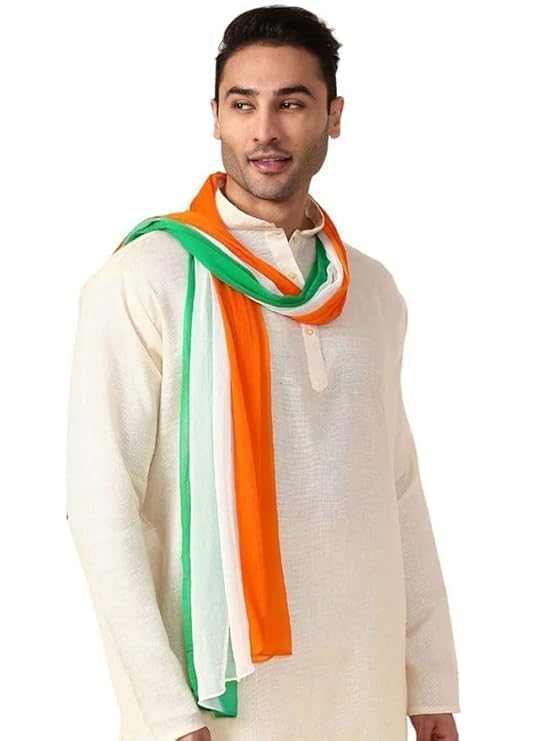 luckymorden Men's Tiranga Chiffon Dupatta Free Size, 2.4 Meters, Tricolour, For National Festivals-picture-31