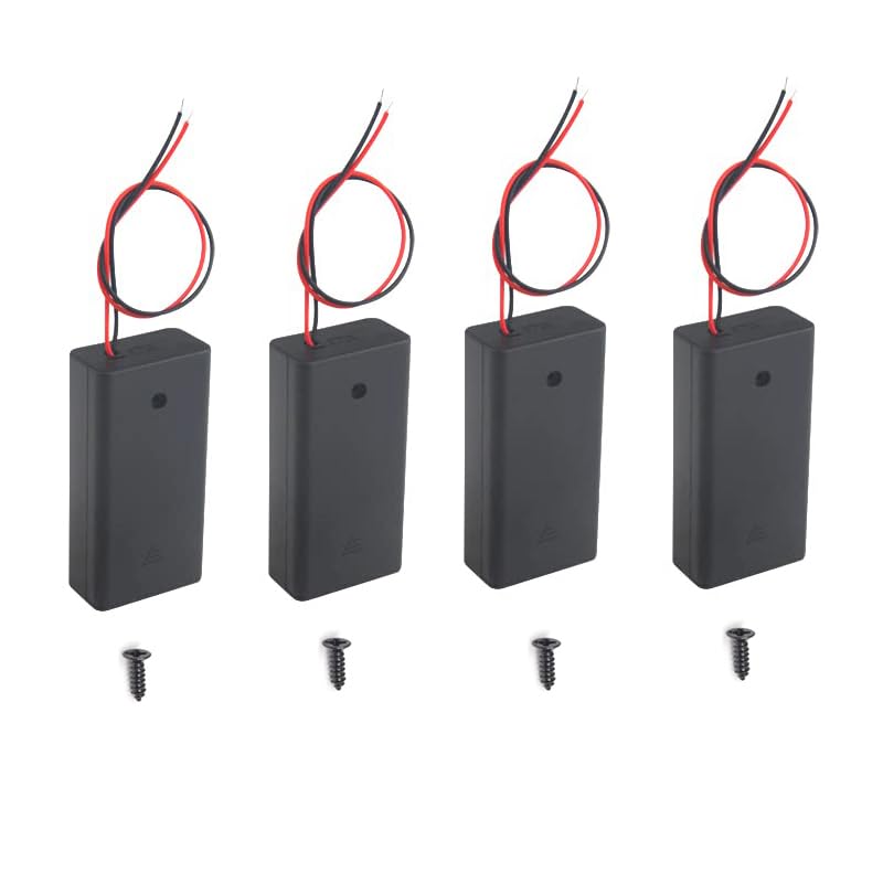 BKAEIMSTWR 8PCS 2AAA Battery Holder with Switch and Screws, 2 x 1.5V AAA Battery Holder Case with Wire and ON/Off Switch and Cover