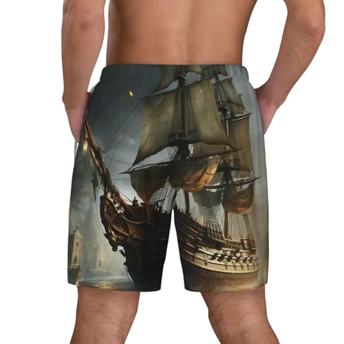 Men's Swim Trunks Quick Dry Board Shorts Cool Pirate Ship Beach Shorts with Pocket Bathing Suits for Men3