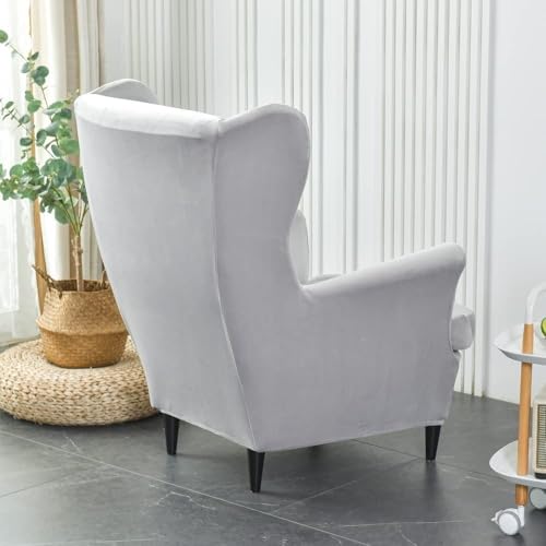 Funda para sillón orejero y otomana elástica juego de dos piezas protectoras modelo 10 6