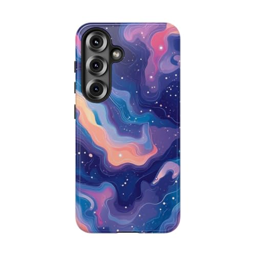 Coque Galaxy S25 Cosmic Swirls bleu au motif abstrait éclatant
