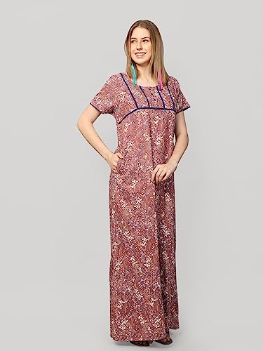 Image of Evolove Women's Viscose Liva Long Maxi Night Gown Nighty Dress with Pocket, Super Soft Comfortable (LNG-Rayon)