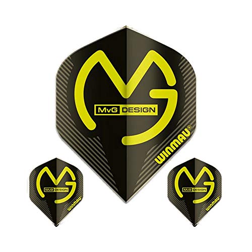 Winmau Mega Standard Michael Van Gerwen Dart Flights, MvG Black, 75 Micron (3 Sets)