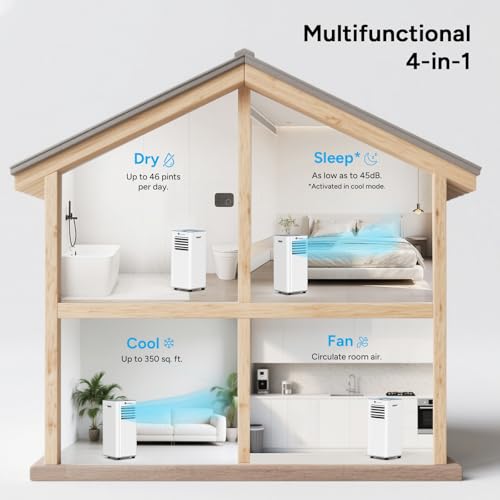 Image of DR.PREPARE 8,000 BTU Portable Air Conditioner, 4-in-1 Portable AC with Remote Control, Fast Cooling, 24H Timers, Window kit, Cools Up to 350 sq. ft for Rooms, Bedroom