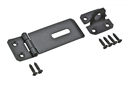 Renovators Supply Manufacturing Door Latch Lock 3 in Black Iron Hasp Latch Lock with Mounting Hardware