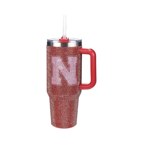 Image of The Memory Company Officially Licensed 40oz TC Bling Game Day Tumbler with Vintage Logo, University of Nebraska, Lincoln