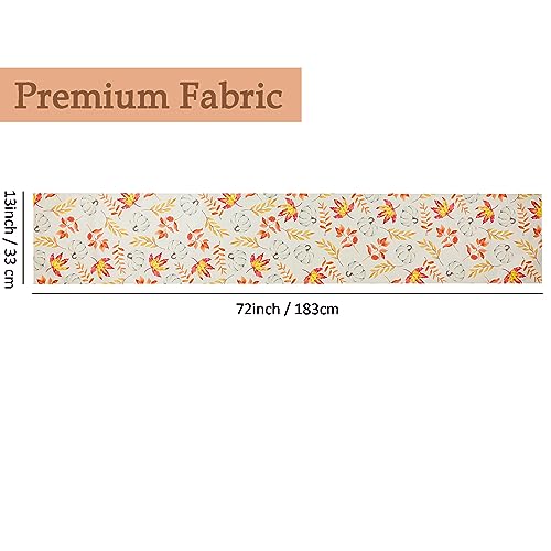 Snowkingdom Orange Pumpkin Fall Table Runner, Farmhouse Autumn Maple Leaf Thanksgiving Table Runner for Holiday Kitchen Dining Indoor Home Parties Decor (13\" x 72\") - Thumbnail 3