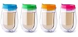 Bev2Go Insulated 10 oz Tumbler Stemless Wine Glass with Pastel Color Lids 4 Pack
