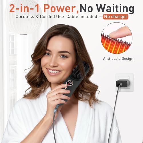 Cepillo alisador de cabello TANSHINE inalámbrico y portátil miniatura 2