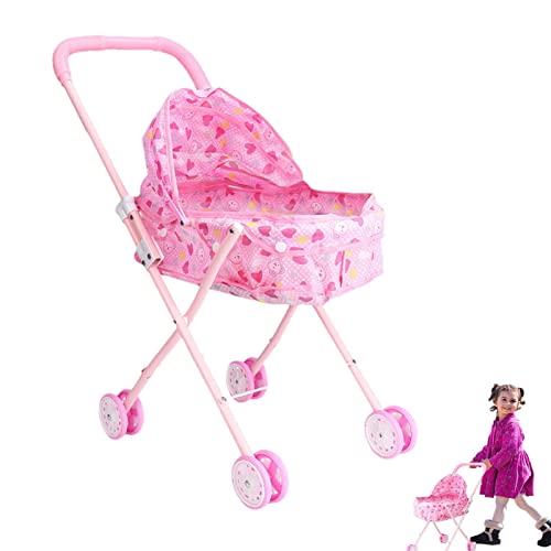 Carrinho de boneca | Carrinho de bebê dobrável para bonecas,Carrinho de boneca de grande capacidade,