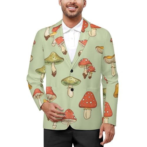 Mushroom With Dot Men's Suits Dress Business Formal Suit Print Jackets Coat For Wedding Party