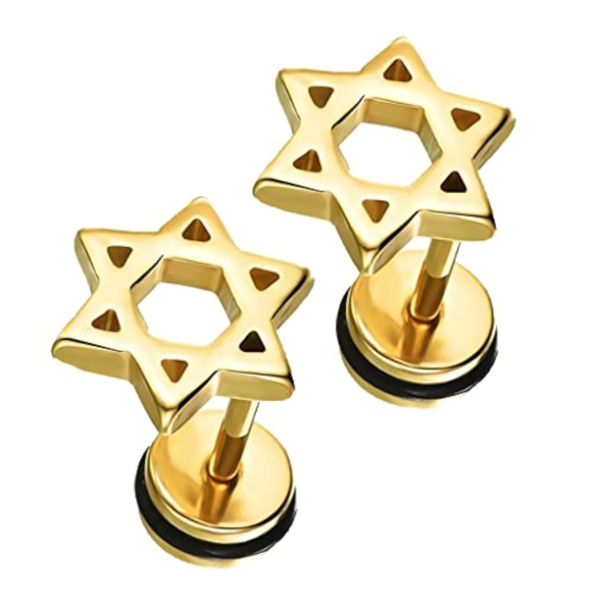 Star of David Stainless Steel Ear Stud Earrings, Gift for Him