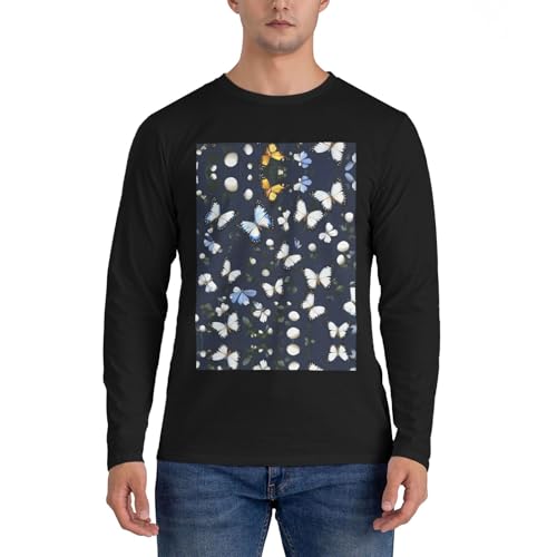 Chemise légère homme EdWal à manches longues motif papillons bleus chic