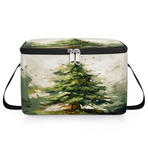 Abstract Christmas Tree Lunch Bags for Women Men 9 Cans, Hot & Cold Food Delivery Bag Insulated Grocery Bag Insulated Lunch Box Cooler Bag for Office Work Picnic Beach