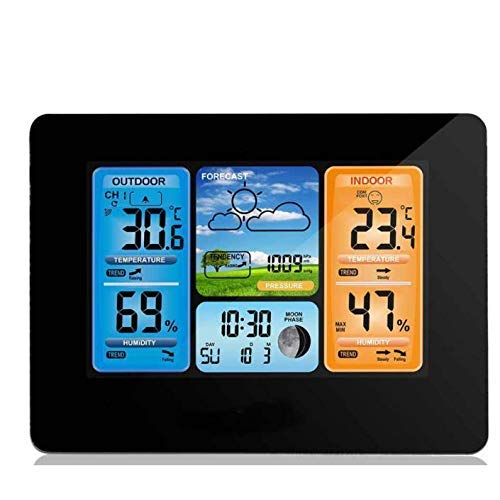 Drahtlose Wetterstation mit Außensensor, Datum Uhrzeit Temperatur Luftfeuchtigkeit Wetterüberwachungsuhren mit Batterien/USB-Kabel