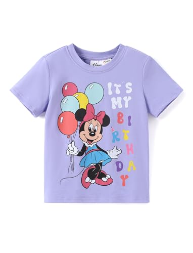 Disney Minnie Mouse Shirts Birthday Girl Shirt Short Sleeve Toddler Girls T Shirts Long Lasting Graphic Tees Kids Cotton Tops Summer Outfit 3T