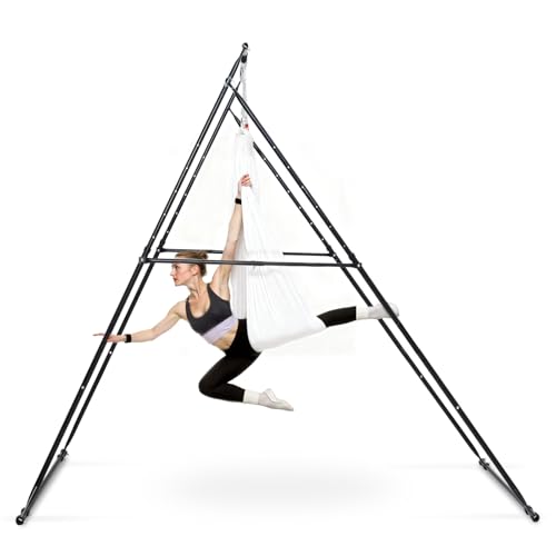 VEVOR Yoga Stand Frame Max 440.9 lbs Load Swing Stand Triangular Structure Aerial Rig Aerial Silk Stands with EVA Foam & 6.6-Yard Yoga Hammock 4-Level Horizontal & 6-Level Vertical Adjustment