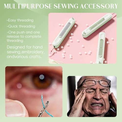 Image of HASTHIP 2 in 1 Needle Threader Seam Ripper, Automatic Sewing Machine Opening Machine Quilting Supplies Sewing Kit Rapid Sewing Machine Circular Sewing Machine, Green