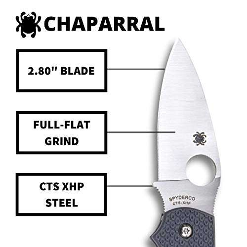 Spyderco Chaparral Lightweight Prestige Knife with 2.80 CTS XHP Steel Blade and Gray Durable FRN Handle - PlainEdge - C152PGY - Image 3